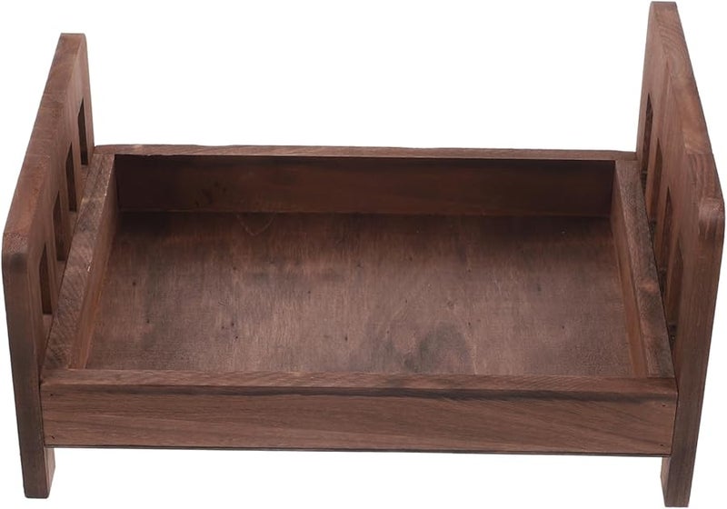 Vintage Wooden Bed Photography Prop For Newborns Compact Sturdy Safe Milestone Photo - Image 1